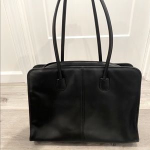 Black leather Coach laptop bag